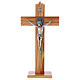 Kreuz von Sankt Benedikt aus Olivenbaumholz mit Sockel, 30 x 15 cm s1
