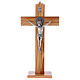 Croix Saint Benoît bois d'olivier avec base 30x15 cm s1