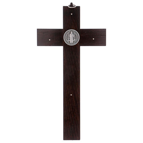 Kreuz von Sankt Benedikt aus Holz in der Farbe Nussbaum, 40 x 20 cm 4