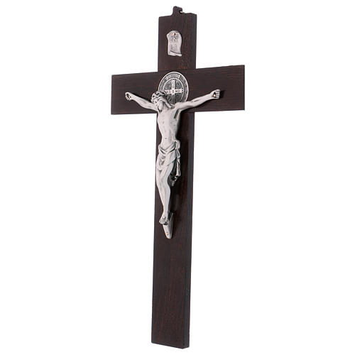 Croix Saint Benoît bois couleur noyer 40x20 cm 3