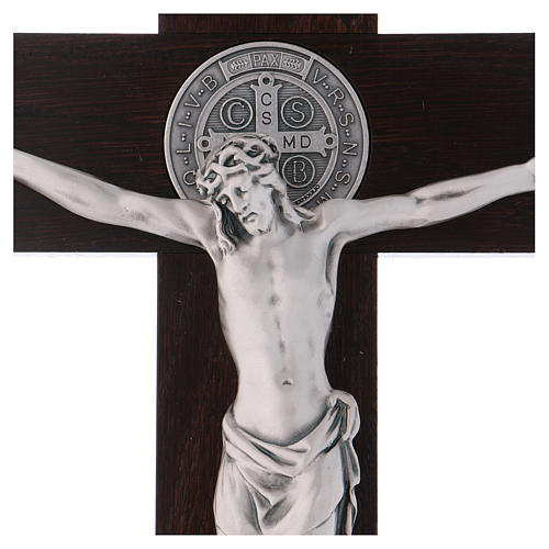 Croce San Benedetto Legno tinta noce 40x20 cm 2