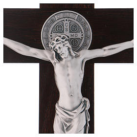Krzyż Świętego Benedykta drewno malowane kolor orzechowy 40x20 cm