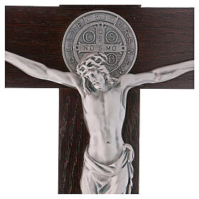 Kreuz von Sankt Benedikt aus Nussbaumholz mit Sockel, 40 x 20 cm