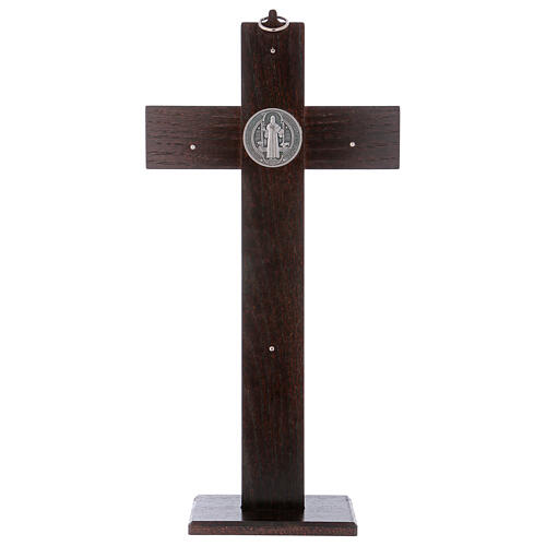 Kreuz von Sankt Benedikt aus Nussbaumholz mit Sockel, 40 x 20 cm 5