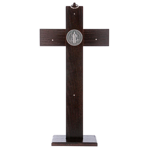 Croce San Benedetto Legno di noce con base 40x20 cm 5