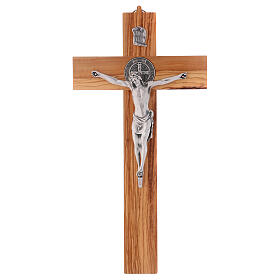 Kreuz von Sankt Benedikt aus Olivenbaumholz, 40 x 20 cm