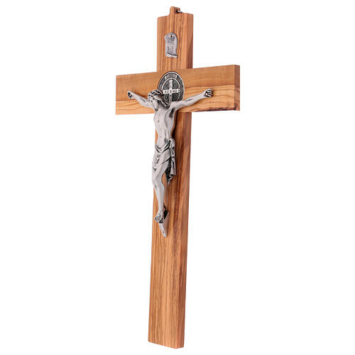 Kreuz von Sankt Benedikt aus Olivenbaumholz, 40 x 20 cm 3