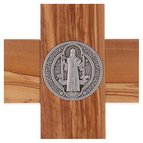 Kreuz von Sankt Benedikt aus Olivenbaumholz, 40 x 20 cm 4