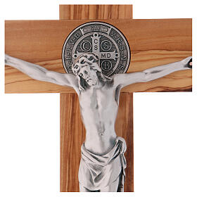 Cruz São Bento madeira de oliveira 40x20 cm
