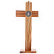 Kreuz von Sankt Benedikt aus Olivenbaumholz mit Sockel, 40 x 20 cm s5