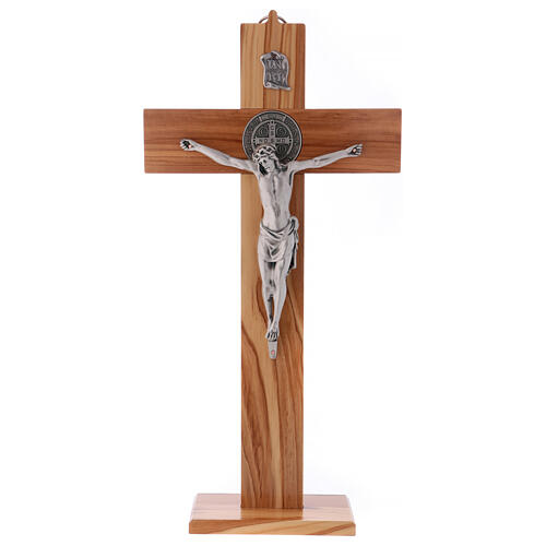 Cruz São Bento madeira de oliveira com base 40x20 cm 1