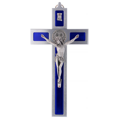Emailliertes Kreuz von Sankt Benedikt aus Aluminium, 30 x 15 cm 1