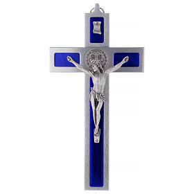 Krzyż Świętego Benedykta z aluminium i emaliowany 30x15 cm