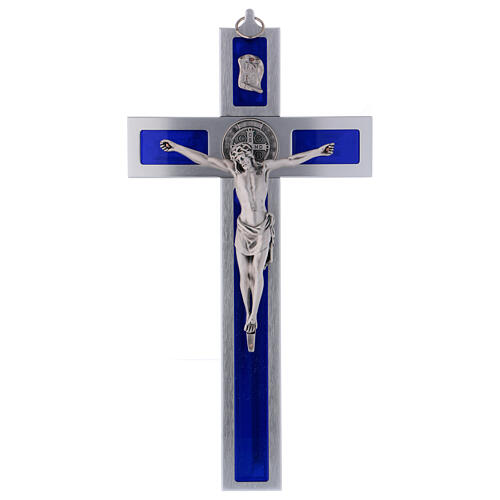 Emailliertes Kreuz von Sankt Benedikt aus Aluminium, 40 x 20 cm 1