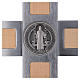 St. Benedict's cross in aluminium and maple 40x20 cm s4