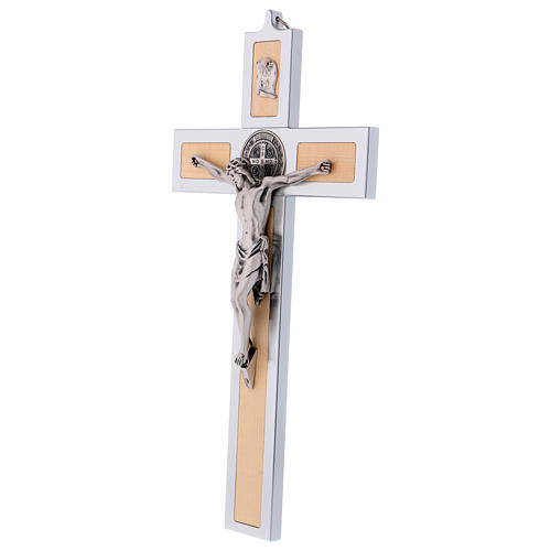 Croce San Benedetto in alluminio e legno d'acero 40x20 cm 3