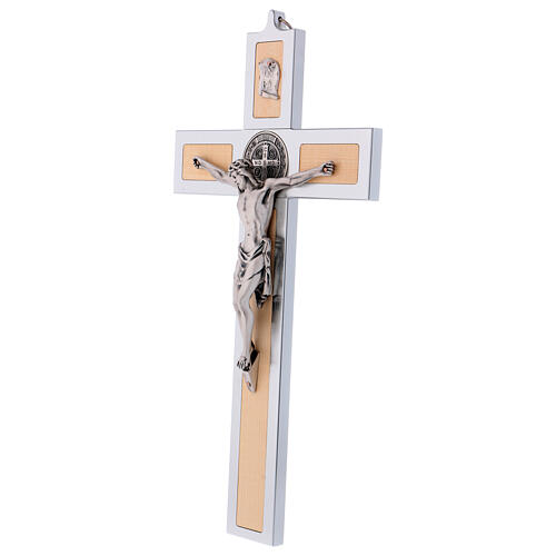 Cruz São Bento em alumínio e madeira de bordo 40x20 cm 3