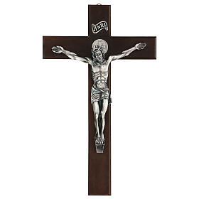 Kreuz von Sankt Benedikt aus Nussbaumholz, 35 cm