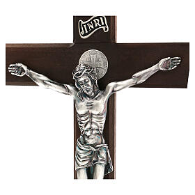 Kreuz von Sankt Benedikt aus Nussbaumholz, 35 cm