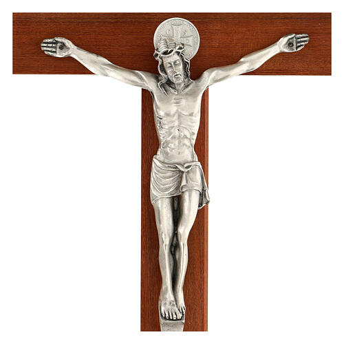 Kreuz von Sankt Benedikt aus Nussbaumholz, 35 cm 2