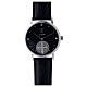Black wristwatch with Saint Benedict medal in 925 silver s1
