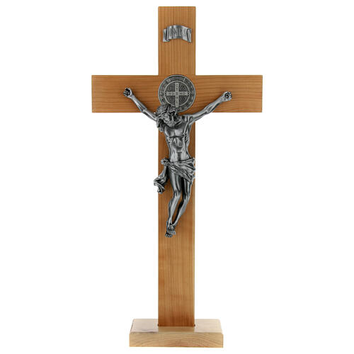 Croix de Saint Benoît bois cerisier 70x35 cm 1