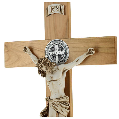 St Benedict cross in cherry wood 70x35 cm 2