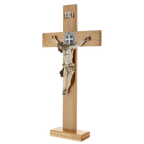 St Benedict cross in cherry wood 70x35 cm 3