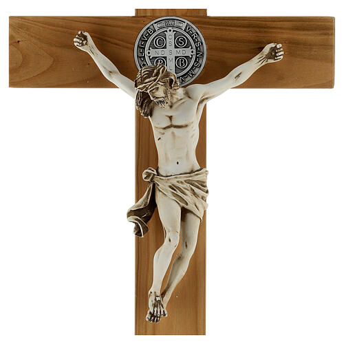 St Benedict cross in cherry wood 70x35 cm 4