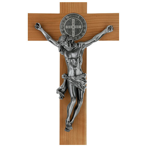St Benedict cross in cherry wood 70x35 cm 2