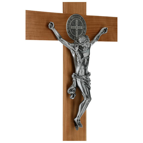 St Benedict cross in cherry wood 70x35 cm 4