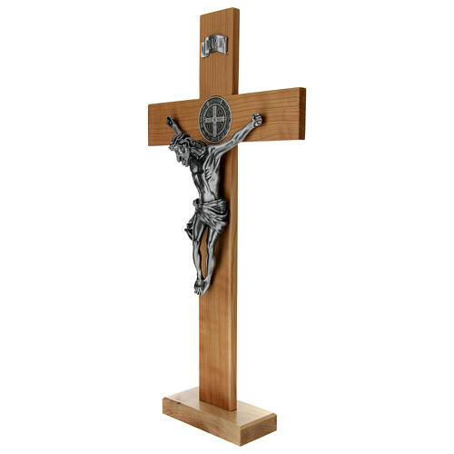 St Benedict cross in cherry wood 70x35 cm 5