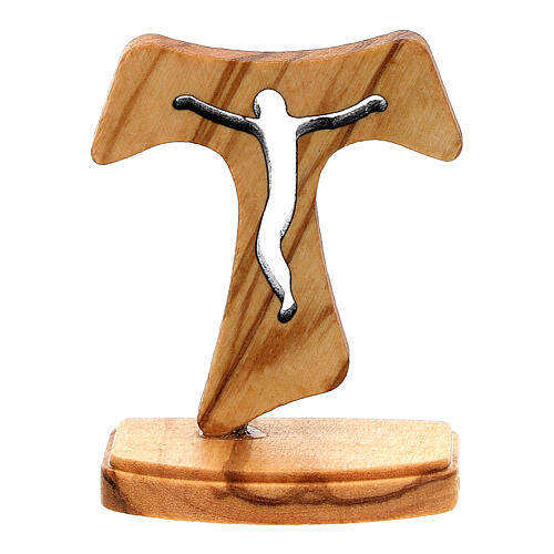 Tau with base and cut-out body, Assisi olivewood, 5 cm 1