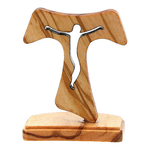 Tau with base and cut-out body, Assisi olivewood, 5 cm 4