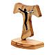 Tau with base and cut-out body, Assisi olivewood, 5 cm s2