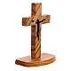 Kreuz aus Assisi-Holz mit ausgehöhltem Kruzifix und Sockel s3