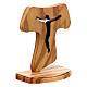 Standing Tau with base in Assisi olive wood Jesus crucified hollow 10 cm s3
