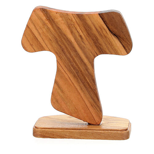 Standing tau with Saint Francis, Assisi olivewood, 10 cm 4