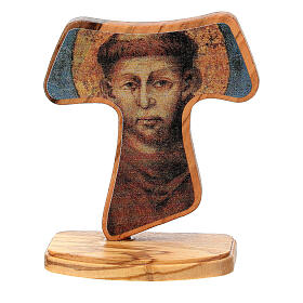 Standing Tau cross with base S. Francis Assisi wood 10 cm