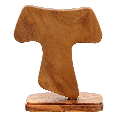 Tau with base and Holy Family, Assisi olivewood, 10 cm 4