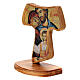 Tau with base and Holy Family, Assisi olivewood, 10 cm s2