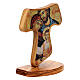 Tau con base Sacra Famiglia legno Assisi 10 cm s3