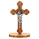 Croix trilobée à poser en bois d'Assise avec corps en métal s1