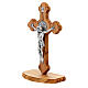 Croix trilobée à poser en bois d'Assise avec corps en métal s2