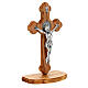 Croix trilobée à poser en bois d'Assise avec corps en métal s3