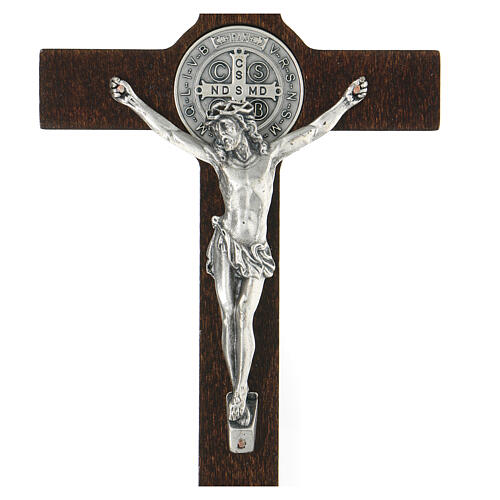 Croix Saint Benoît 20x10 cm bois et métal 2