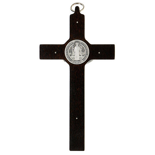 Croce San Benedetto 20x10 cm legno e metallo 5