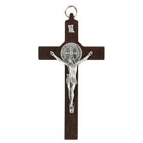 Cruz São Bento 20x10 cm madeira e metal