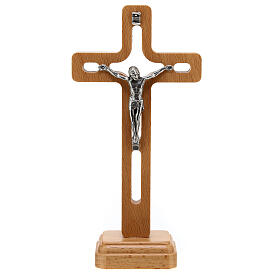 Tischkruzifix 15 cm Olivenholz Metall mit Hohlraum