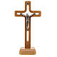 Crucifixo de mesa 15 cm madeira de oliveira perfurada e metal s1